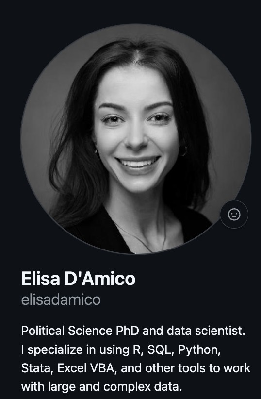 GitHub profile of Elisa D’Amico